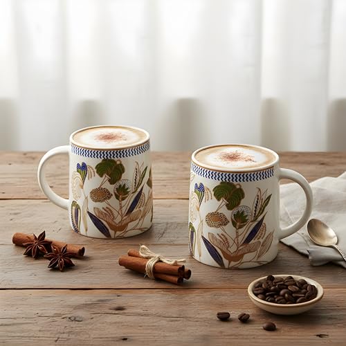 Image of miah decor Ceramic Tea Coffee Cups Set Handcrafted Studio Pottery Ceramic Small Chai Mug Set of 2 Drinkware Microwave Safe for Home & Restaurant (MD-725)
