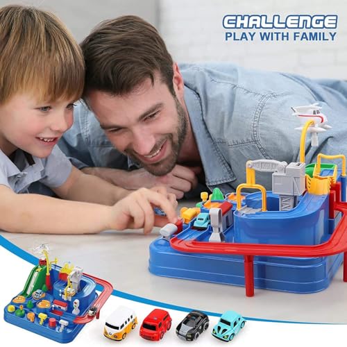 Image of Multi-Level Car Track Adventure Toy Set for Kids with 4 Cars | Interactive Push & Go Activity Board | Educational Toy for Boys & Girls