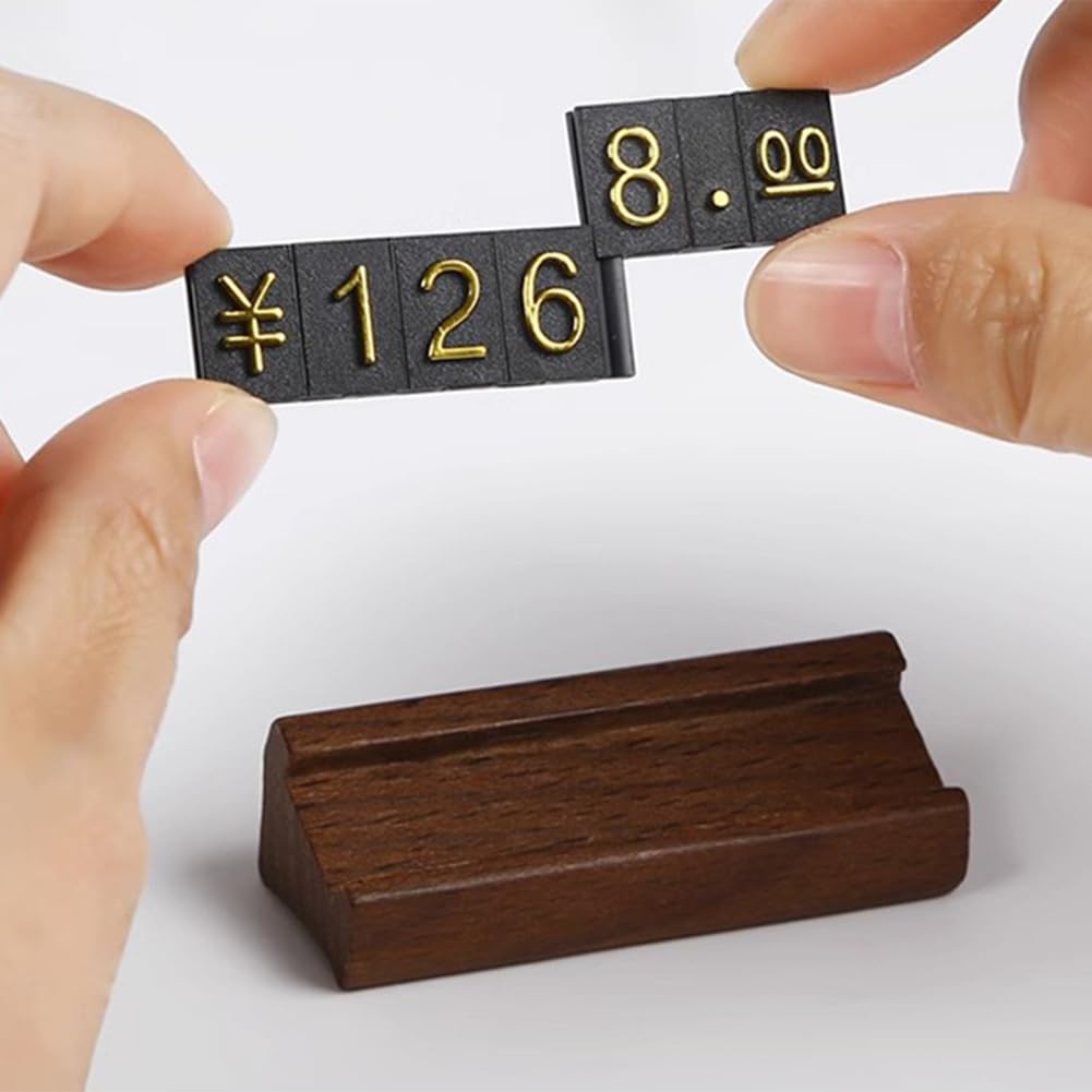 10 Juegos/Caja Mini Madera Combinada NúMero Precio Cubo Etiqueta JoyeríA NúMero Ajustable Etiqueta de Precio Titular de la Tarjeta Soporte B