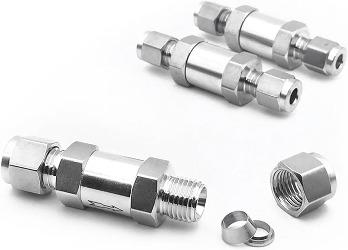 1個 3/6/8/10/12-20mm 1/8インチ 1/4インチ 3/8インチ 1/2インチ ODチューブ圧縮チェックバルブ ワン