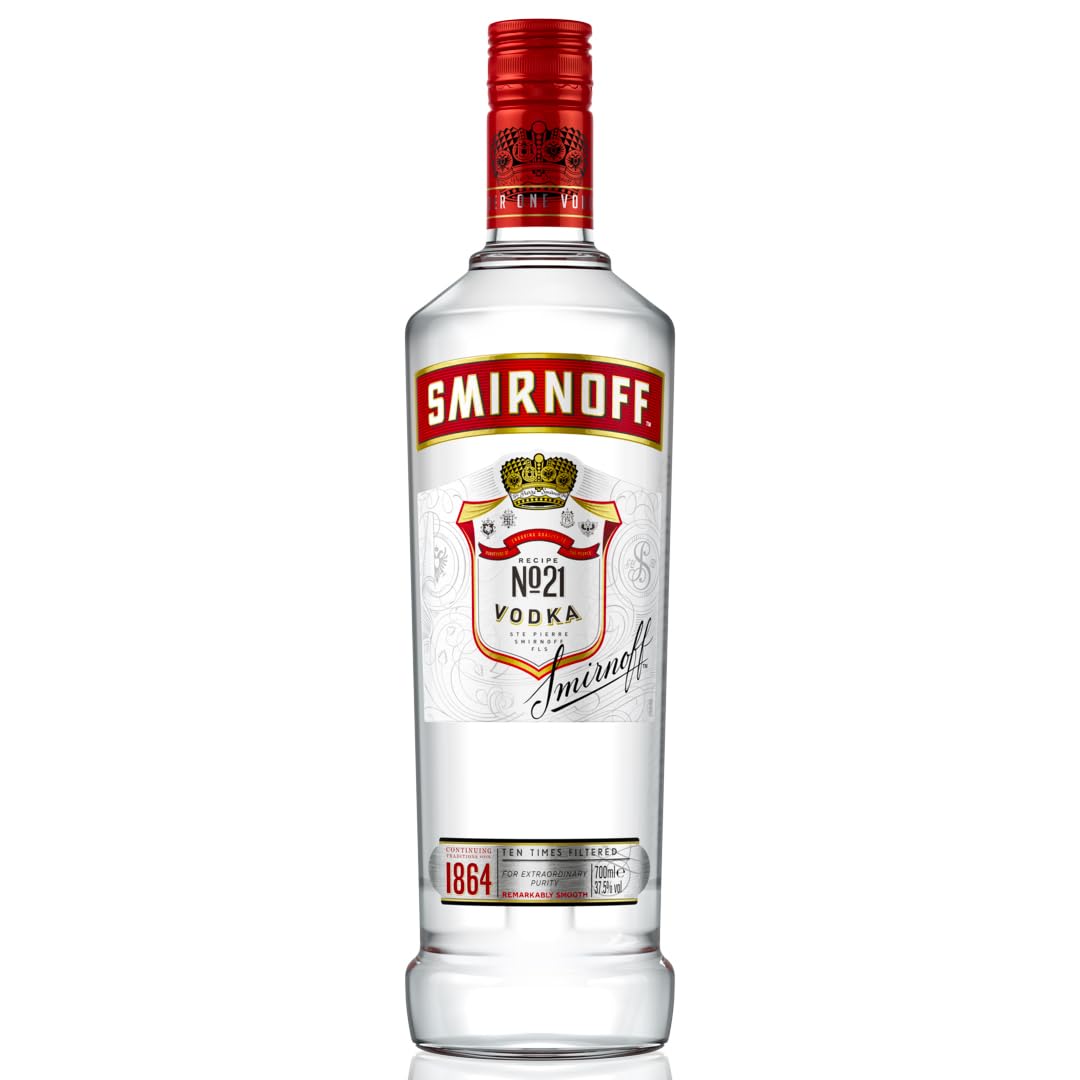 Smirnoff Red Label No.21 Vodka, Premium - Wodka, amerikanischer, handgefertigt in den USA, 37,5% vol, 700ml Einzelflasche