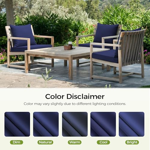 Image of UNIKOME 24 inchx24 inchx4 inch Outdoor Chair Cushions Set - Waterproof Patio Cushions for Outdoor Furniture with Removable Cover, Ties & Handle, Deep Seat Patio Cushions for Sofa Couch - Navy