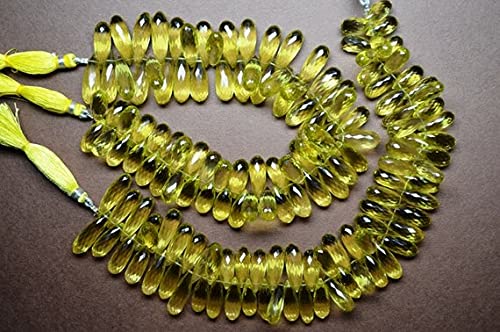 Quartz citron naturel vert or en briolette pour bijoux haut de gamme
