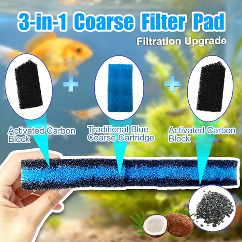 Image of PurifyLogix 8 PCS Canister Filter Pads for Cascade 700 /1000 CCF2UL /CCF3UL | Replacement Aquarium Floss Media, 2 Upgraded Activated Carbon-Coarse-Activated Carbon Filter Pads and 6 White Floss (8)