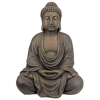 Design Toscano AL1614 Meditative Buddha of the Grand Temple Garden Statue, Medium 66 cm, Polyresin, Dark Stone