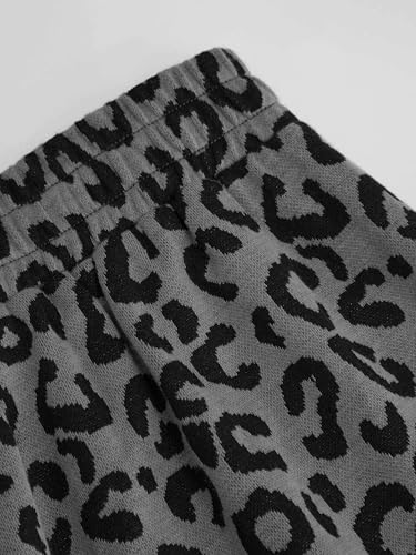 Image of CIDER Women Leopard Print Wide Leg Lounge Pants Sweatpants Elastic Waist Casual Trousers with Pockets