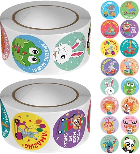 Image of Alokik Enterprise 2000 Pcs Watercolor Mix Animal Stickers, Round Mix Animals Adhesive Sticker for Small Business Wedding Supplies Packing Stickers Gift Wrap (4 Mix Animal Roll)