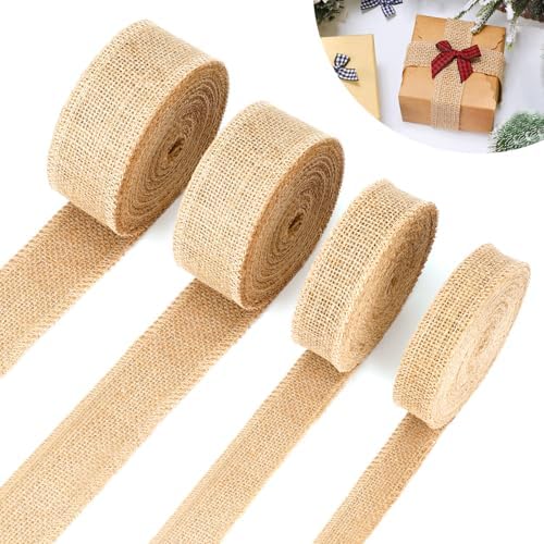 PUCSIQ Jute Band met Kant 5 cm x 10 m - Natuurlijk Vintage Lint voor Bruiloft, Kerstmis, Knutselen, Geschenken, Decoratie en Geschenkverpakking