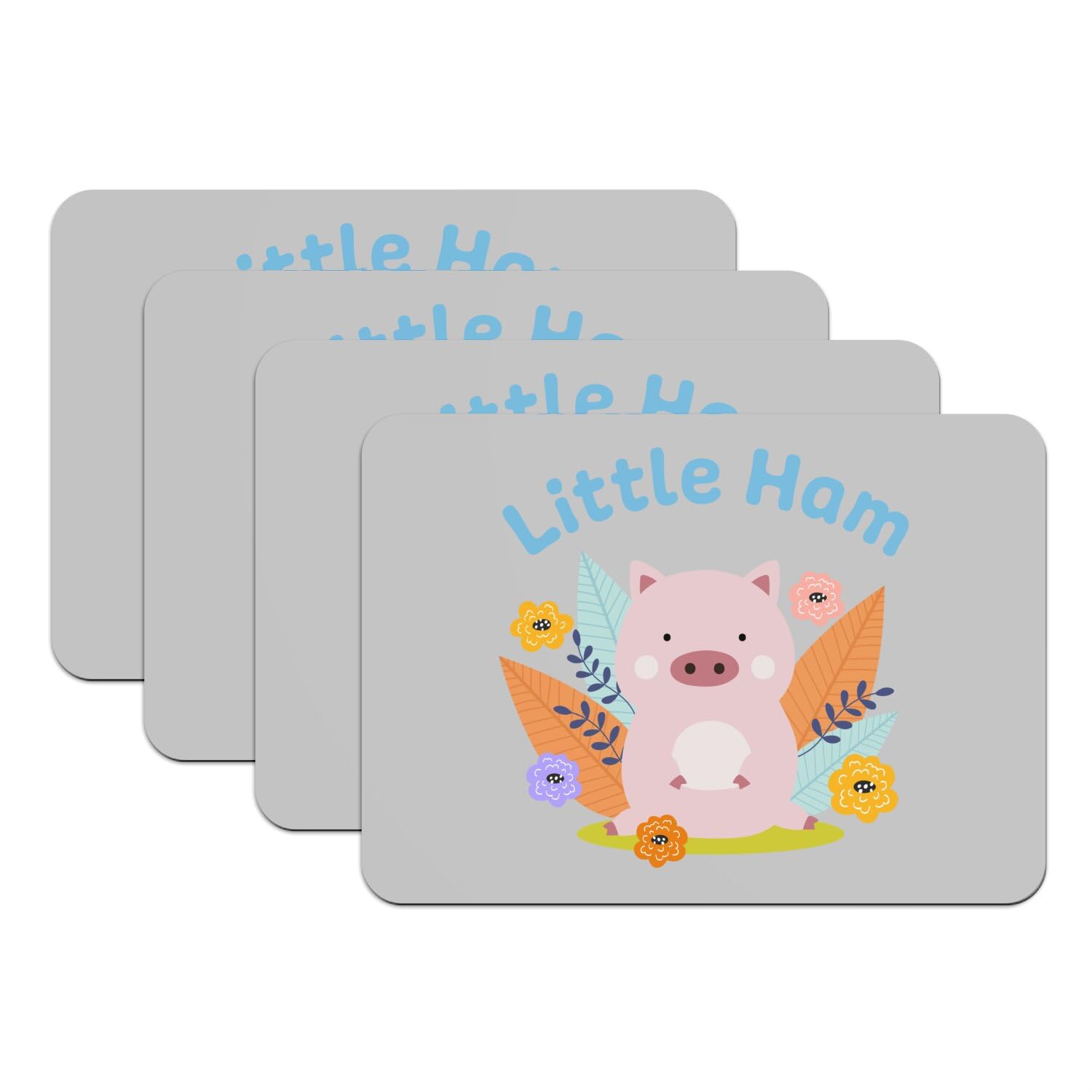 Sets de table grand format gris impression haute définition motif cochon mignon
