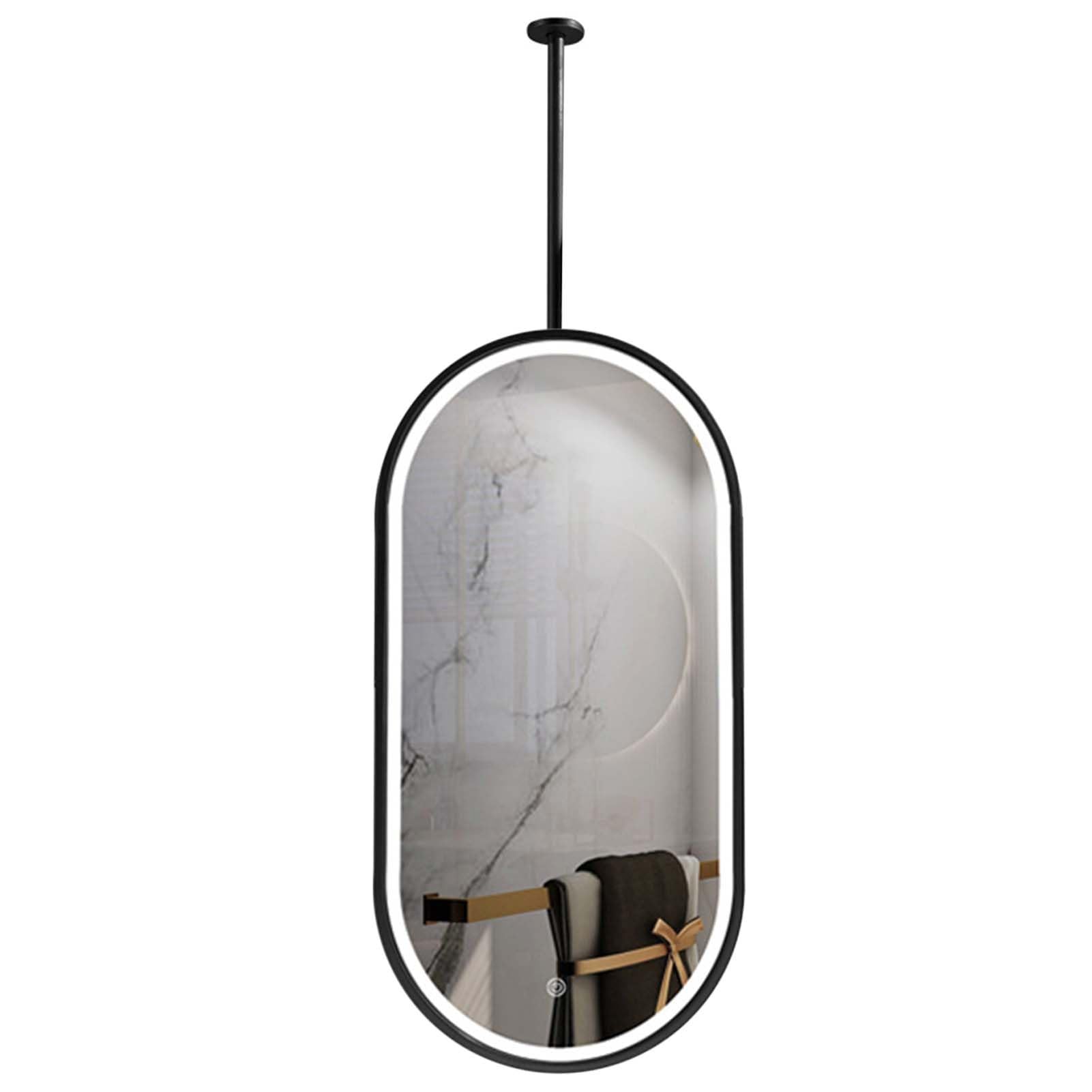 FGXHHS Oval with LED Lights, Ceiling Hanging for Vanity, Home or Hotel Decorative Lighting Mirrors, Suspended Shaving Mirrors(40cmx60cm)