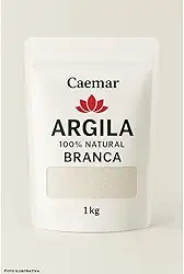 Argila 100% Natural - Branca, Cinza, Verde, Rosa, Amarela ou Vermelha - 1 kg Cor:Branca