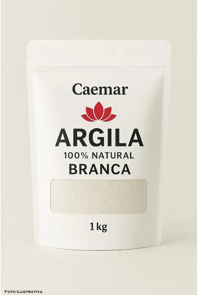 Argila 100% Natural - Branca, Cinza, Verde, Rosa, Amarela ou Vermelha - 1 kg Cor:Branca