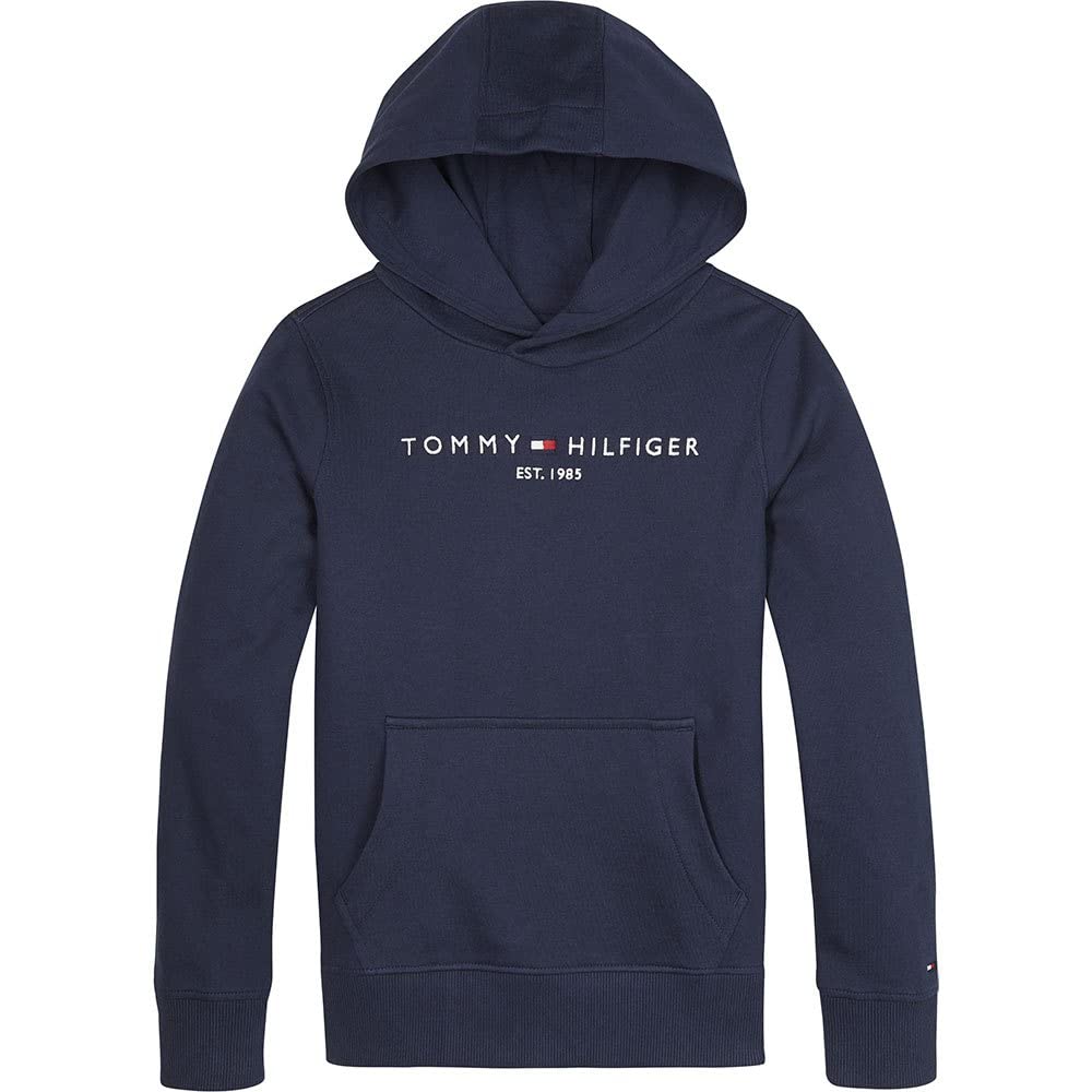 Tommy Hilfiger Boys Essential Logo Pure Hoody In Twilight Navy, Cotton, Size 4