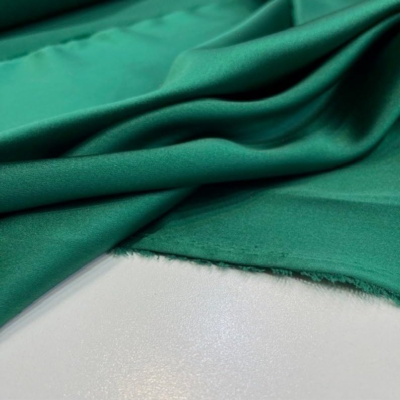 emerald green dress fabric Matte L'Amour Stretch Satin - Teal Green main image 1