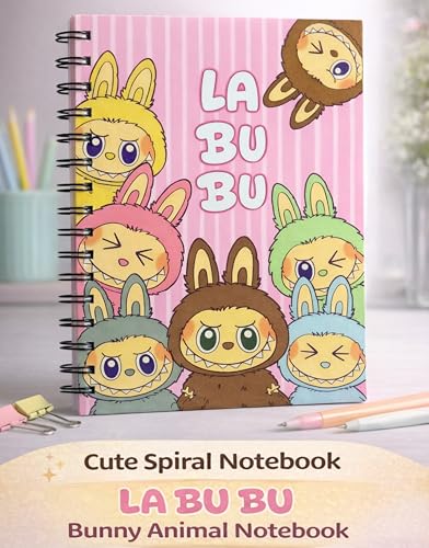 Image of LABUBU Pink Cute Spiral Diary - A5 Notebook for Kids Girls | Aesthetic Journal Book with Ruled 200 Pages | 80 GSM | Small Notebook Diary for School | Journaling Diaries | Notes & Gift