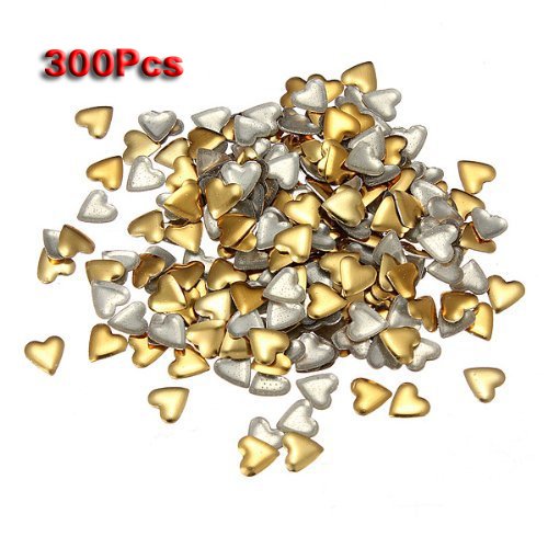 TOOGOO(R) 300x 3d Metal Alloy Gold Heart Star Nail Art Tips Design Decorations DIY