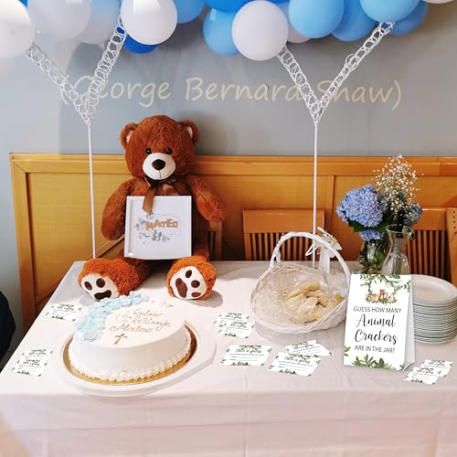 Image of ONDTOM Guess How Many Animal Crackers Woodland Baby Shower Game Standing Sign With 50 Cards, Wild Animal Themed Card, Safari Jungle Baby Shower Decor, Baby Gender Reveal Party Game - cracker-B01