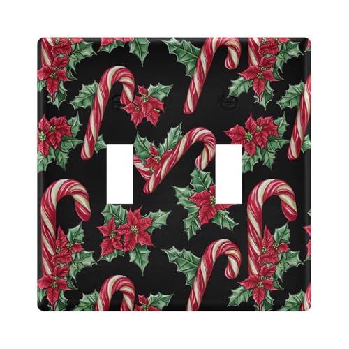 UMIRIKO Candy Canes Poinsettias Christmas Light Switch Cover Plate Covers Decorative Double Toggle Home Decor 202b7053
