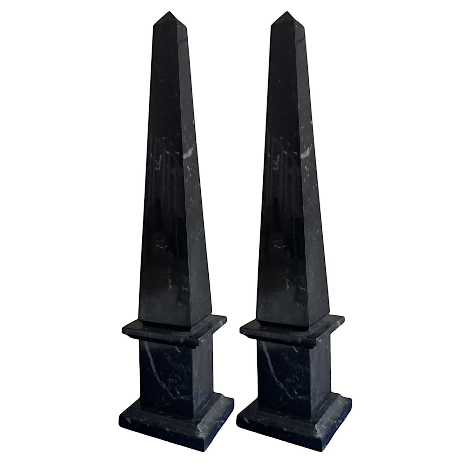 Obélisques en marbre noir Marquinia design chic h 40 cm
