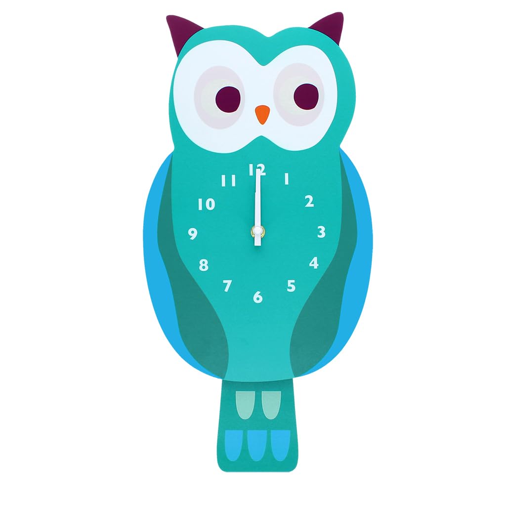 Rex London Owl Wooden Wall Clock With Pendulum