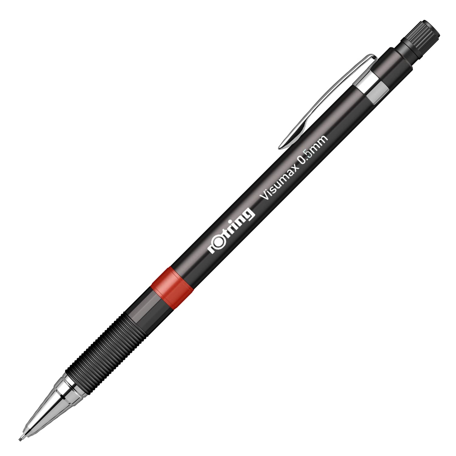 Rotring Visumax 0.5mm Mechanical Lead Pencil Lightweight ABS Plastic Black Body Eraser Included at Top