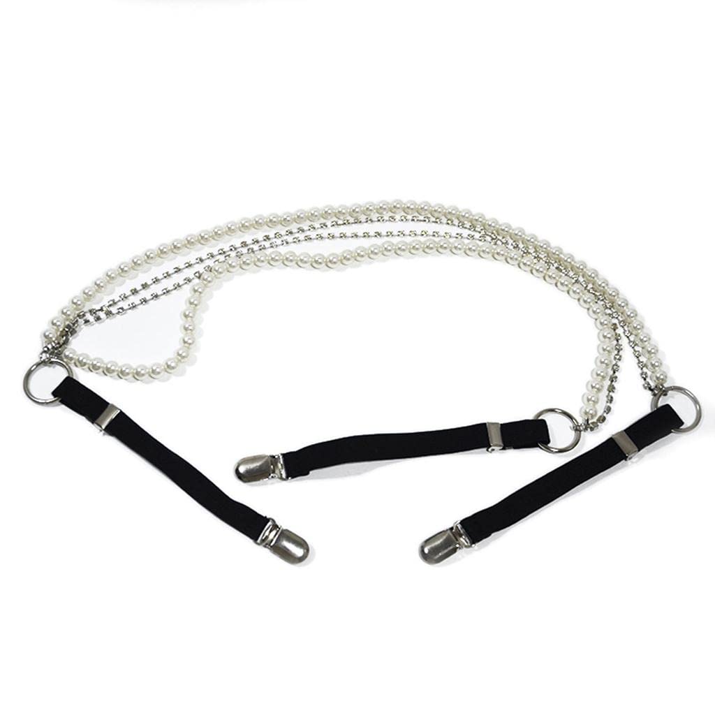 Punk Stil Hosenträger Frauen Y-Form Metall Clips Einstellbare Perle Gurt