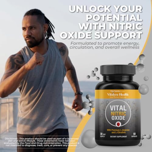 Image of Vital Nitric Oxide Supplements for Men - Workout Booster Supplement for Men - Nitrous Oxide Boost Blood Flow, Blood Pressure, Energy & Workout Performance with L Arginine L Citruline-30 Days Supply