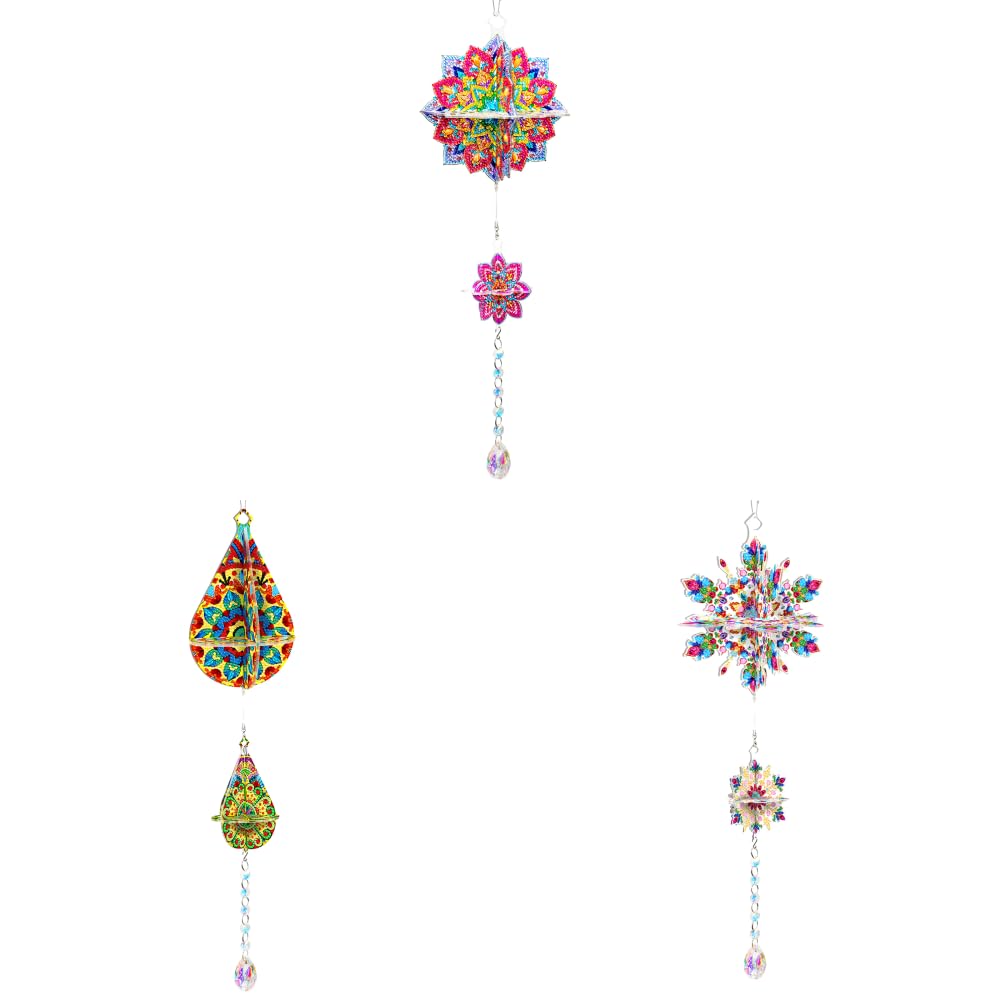 Mandala DIY akrylowe malowanie diamentowe dzwonki wietrzne z kryształowym wisiorkiem do ogrodu i domu