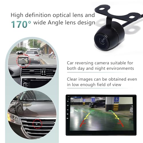 Image of Downhill Car Reversing Camera, IP68 Waterproof HD Night Vision CCD Rear View Camera with Bracket Wire Harness, 170 Degree Wide-Angle Dynamic Path Guide Line Camera, Universal for Most Cars (Black)