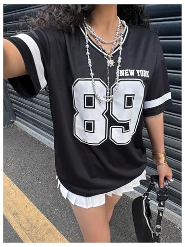 SOLY HUX Girl's Jersey Shirts Y2k Number Graphic Tees V Neck Short Sleeve Streetwear Tee Summer Tops3