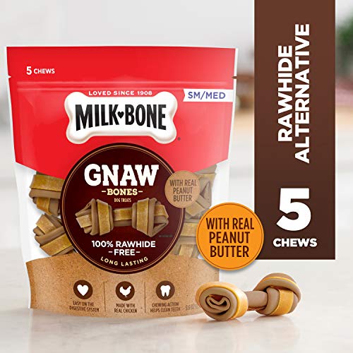 MilkBone Gnaw Bones Knotted Bones Dog Treats, Peanut Butter, Small