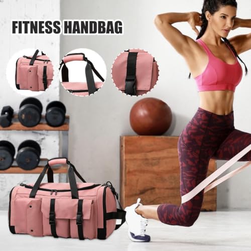 Bolsa de gimnasio unisex rosa con compartimento para botellas de agua 2
