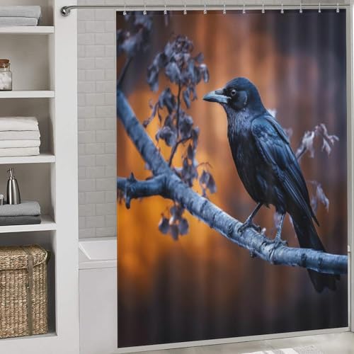Rideau de douche corbeau en polyester imperméable 168x183cm - 2