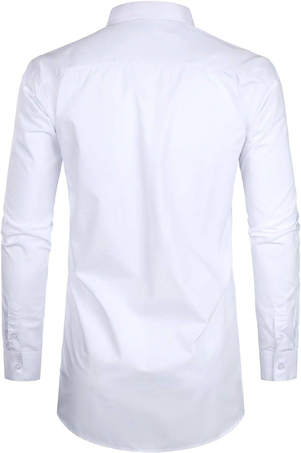 ZEROYAA Men's Hipster Longer Slim Fit Long Sleeve Banded Collar Shirt with Pocket - Image 2