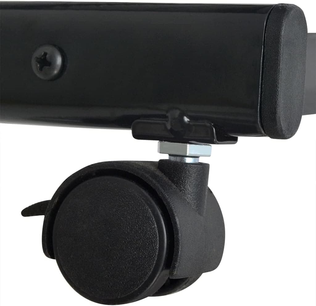 Durable Magazine Rack for Magazines and Brochures, MDF and Steel Magazine Rack with Shelves, Modern Black Steel with Wheels for Office and Living Room