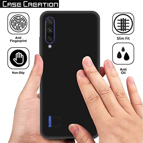 Image of Case Creation Compatible for Xiaomi Mi A3 Back case, Xiaomi MiA3 Slim Flexible Smart Look case with 360 Camera All Angle Protection (Pure Black)