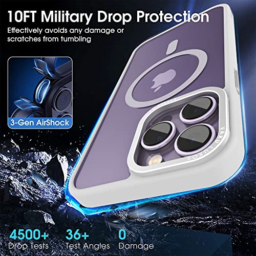 Image of eller sante Clear Armor MagPro for iPhone 14 Pro Case Cover, Shockproof, Scratch Resistant, Slim, Thin, Military-Grade Metal Ring Camera Protection, Compatible with MagSafe Back Cover - White
