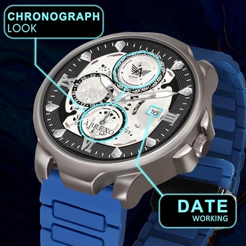 Image of Chronograph Look Gun Metal Round Dial Date Working Arabic Magnet Silicone Strap Watch for Men