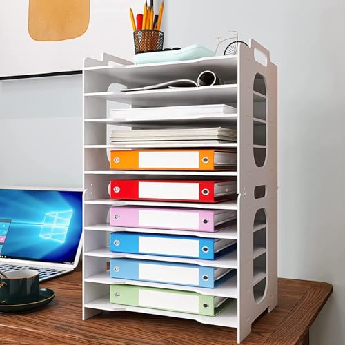 Image of PUNCIA 10 Tiers Paper Tray A4 Desk Tidy Organiser White Filing Holder