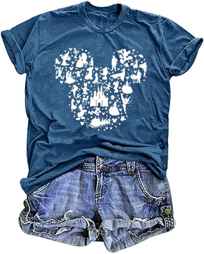 Women Magic Kingdom Castle Shirt Funny Fairy Graphic Tshirt Family Holiday Vacation Short Sleeve Tops