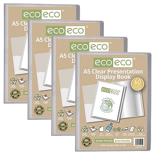 Porte-vues A5 eco-eco recyclé à 50% avec 60 pochettes transparentes pour document