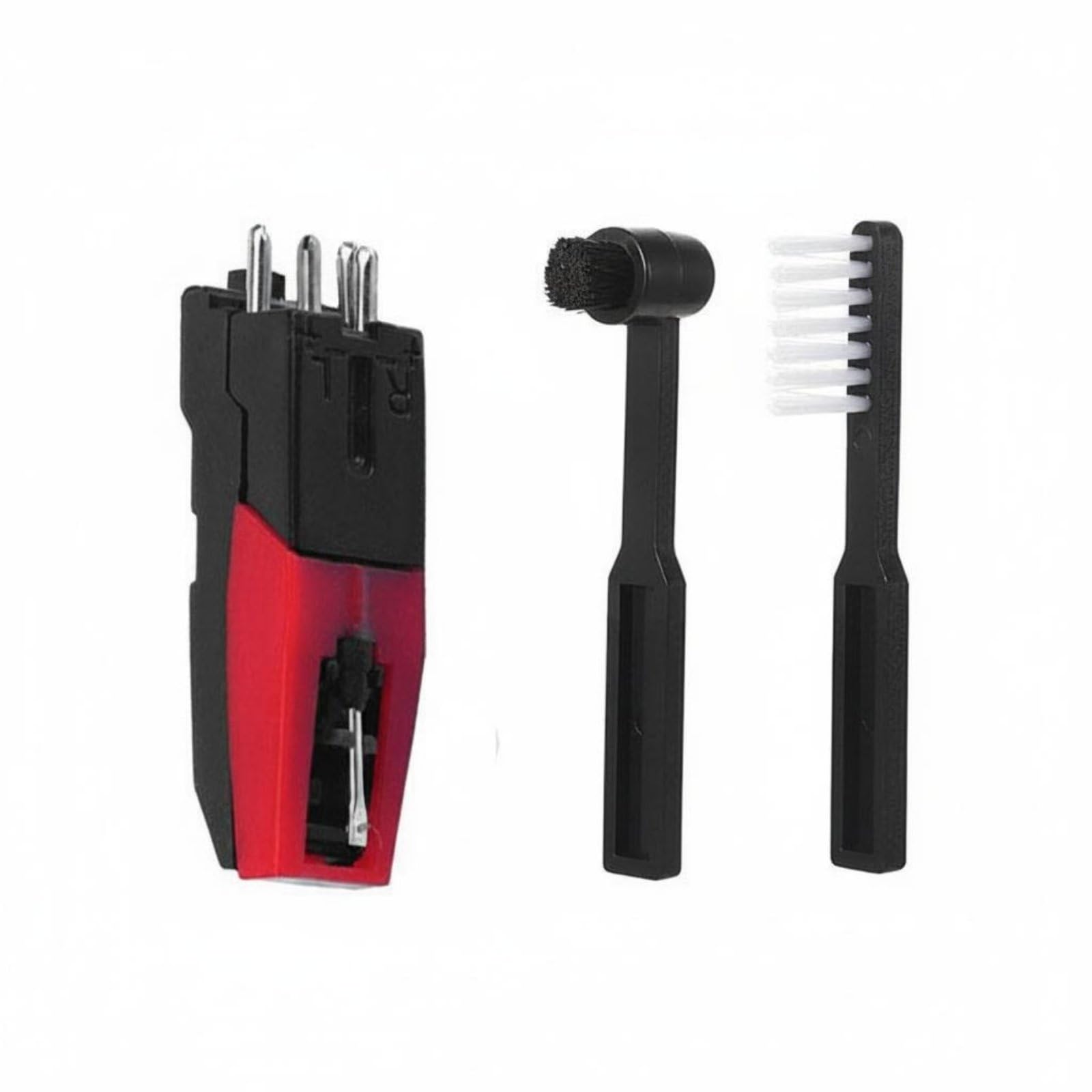 3 Pieces High Fidelity Turntable and Brush Set Easy Installation Vinyl Player Needle Replacement Kit for Audiophiles, Red-Black with Brush-picture-26