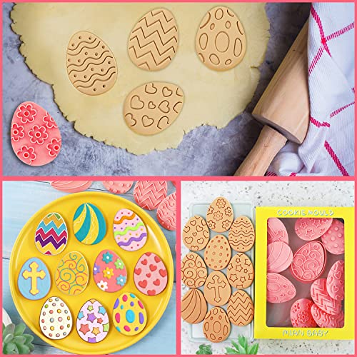 Leesgel 10Pcs Easter Cookie Cutters, 3D Easter Eggs Shapes Cookie Cutters Stamps Molds For Party Supplies Favors Decorations, Plastic Biscuit Pastry Cookie Cutters For Baking #TOP3