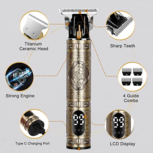 Bakoor Hair Clippers, Professional Hair Trimmer Zero Gapped Mens Hair Clippers Cordless Rechargeable Edgers Clippers Beard Trimmer T-Blade Trimmer With Led Display, Gift For Men #TOP2