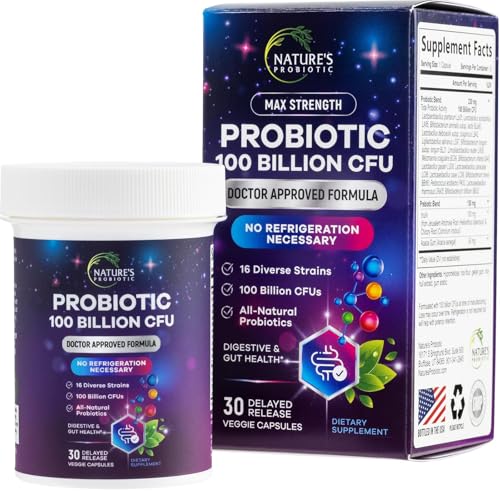 Probiotics for Digestive Health - Probiotic Blend 100 Billion CFU Per Capsule - 16 Premium Strains &...