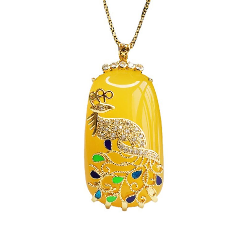 Pendentif de calcédoine agate collier jade véritable argent S925 - 6