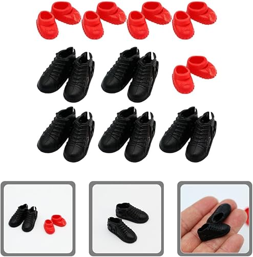 Miniatura 8 de Black Decor 10 pares de zapatos de muñeca mini 112 zapatos en miniatura zapatos pequeños modelos de botas de plástico mini accesorios para casa de