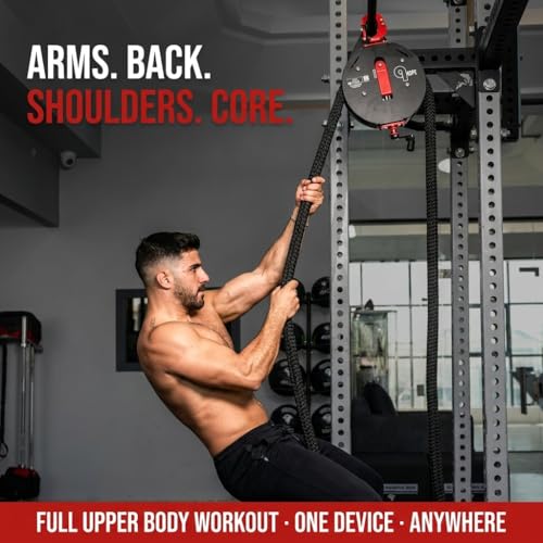 Image of Qrope Endless Rope Trainer Machine - Portable Rope Pull Pulley System - Home Gym Workout Equipment for Strength Training - Infinity Rope for Upper Body and Forearms