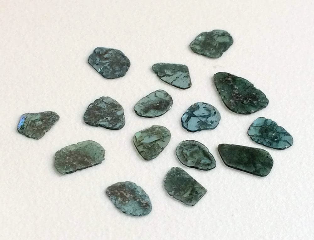 Plasterki niebieskiego diamentu 9-11 mm, plastry fasetowanego niebieskiego diamentu, piękne plastry niebieskiego diamentu Polki na biżuterię (opcje od 1 szt. do 2 szt.) - PPD129, ok. 9-11 MM, 2 szt.