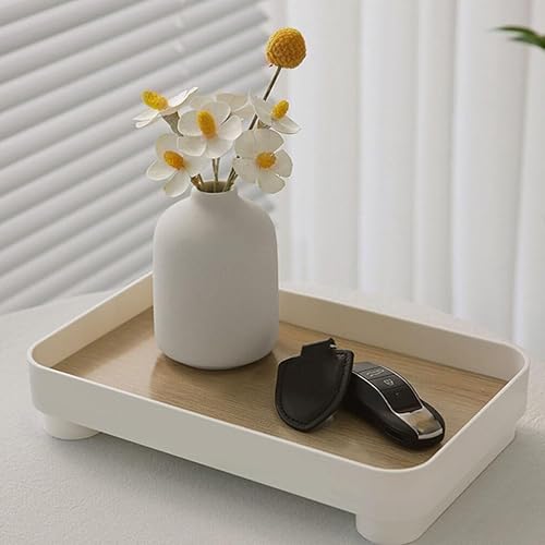Miniatura 5 de VOSAREA Bandeja para joyas, bandeja de perfume, decoración de madera, bandeja de escritorio, bandeja de adorno, plato de baratija, bandeja de baño,